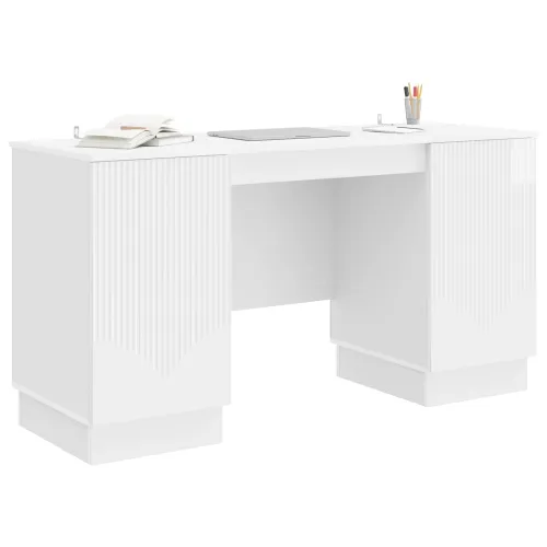 Stol Bijela visokog sjaja 142,5 x 50 x 75 cm Konstruirano drvo - Bijela visokog sjaja Cijena