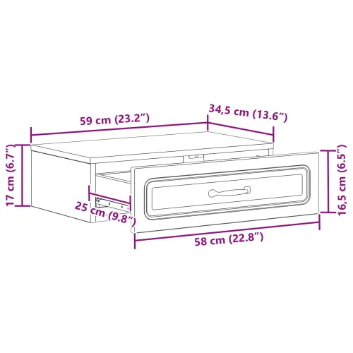 Stolna montirana na zid Siva sonoma 59 x 34,5 x 17 cm - Siva sonoma 59 cm Cijena
