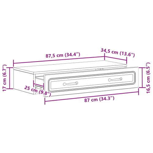 Stolna montirana na zid Siva sonoma 87,5 x 34,5 x 17 cm - Siva sonoma 87,5 cm Cijena
