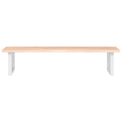 Zidna polica za Lavabo - Umivaonik od čelika i masivne hrastovine - Smeđa i bijela 100 x 50 x 2 cm Pravokutno Cijena