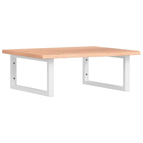 Zidna polica za Lavabo - Umivaonik od čelika i masivne hrastovine - svijetlo smeđa i bijela 60 x 50 x 2 cm Pravokutno Cijena