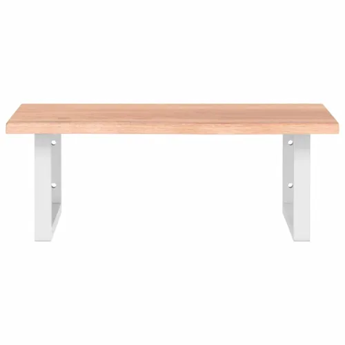 Zidna polica za Lavabo - Umivaonik od čelika i masivne hrastovine - svijetlo smeđa i bijela 60 x 50 x 2 cm Pravokutno Cijena