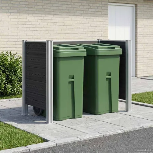 Ograda za kante za smeće Siva 161 x 85 x 115 cm Aluminij i WPC - Siva u-oblik 161 cm Cijena
