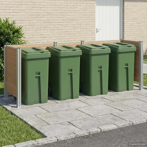 Ograda za kante za smeće Smeđa 315 x 85 x 115 cm Aluminij i WPC - Smeđa u-oblik 315 cm Cijena