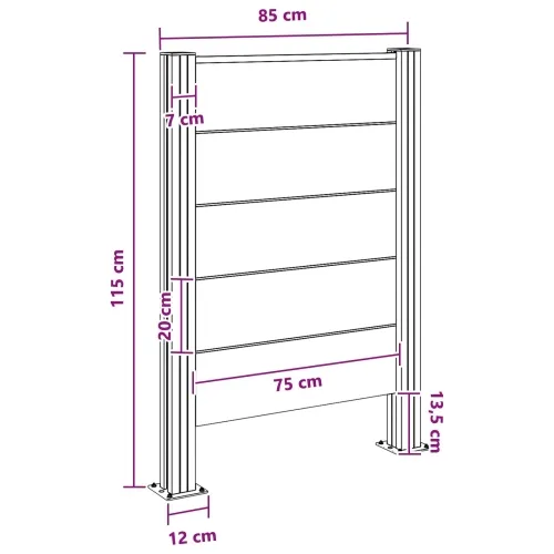 Ograda za kante za smeće Siva 85 x 12 x 115 cm Aluminij i WPC - Siva I oblik 85 cm Cijena