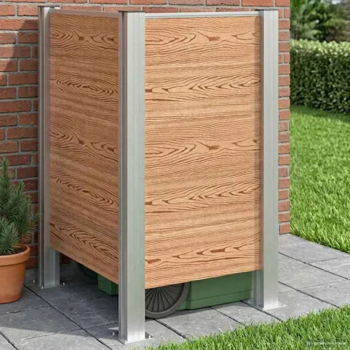 Ograda za kante za smeće Smeđa 85 x 85 x 115 cm Aluminij i WPC - Smeđa L oblik 85 cm Cijena