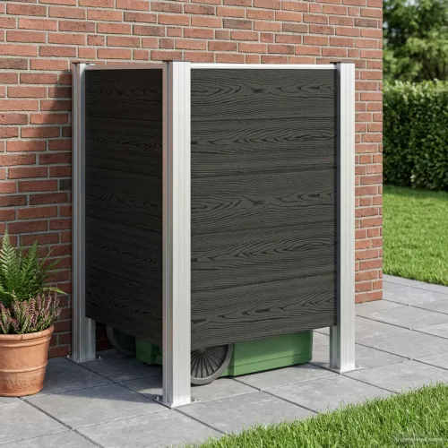 Ograda za kante za smeće Siva 85 x 85 x 115 cm Aluminij i WPC - Siva L oblik 85 cm Cijena