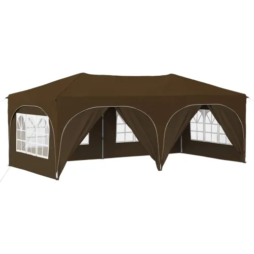 Rastezljivi šator za svadbe - šator za zabave 575 x 288 x 245 cm Sivosmeđa - Sivosmeđa with 6 sidewalls Cijena