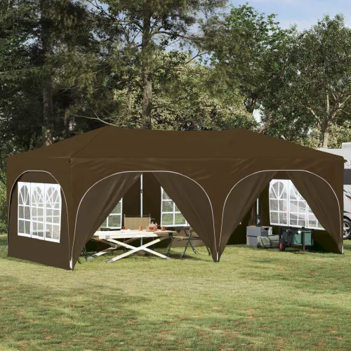 Rastezljivi šator za svadbe - šator za zabave 575 x 288 x 245 cm Sivosmeđa - Sivosmeđa with 6 sidewalls Cijena