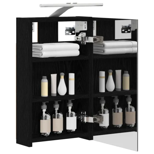 Kupaonski ormar s ogledalom Crni hrast 30 x 10,5 x 50 cm - Crni hrast 30 x 10,5 x 50 cm s LED svjetlima Cijena