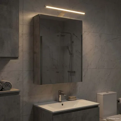 Kupaonski ormar s ogledalom Betonski sivi 40 x 10,5 x 60,5 cm - Betonsko siva 40 x 10,5 x 60,5 cm s LED svjetlima Cijena