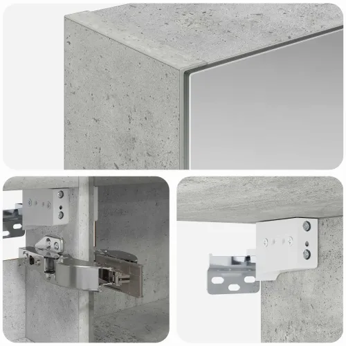 Kupaonski ormar s ogledalom Betonski sivi 40 x 10,5 x 60,5 cm - Betonsko siva 40 x 10,5 x 60,5 cm s LED svjetlima Cijena