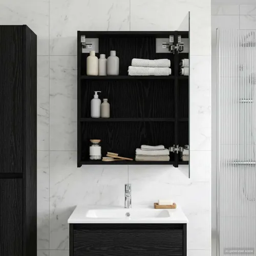 Kupaonski ormar s ogledalom Crni hrast 50 x 14,5 x 70 cm - Crni hrast 50 x 14,5 x 70 cm bez LED Cijena