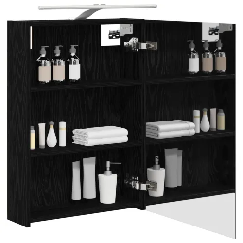 Kupaonski ormar s ogledalom Crni hrast 50 x 14,5 x 70 cm - Crni hrast 50 x 14,5 x 70 cm s LED svjetlima Cijena