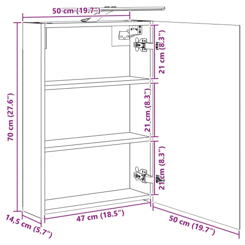 Kupaonski ormar s ogledalom Staro drvo 50 x 14,5 x 70 cm - Staro drvo 50 x 14,5 x 70 cm s LED svjetlima Cijena