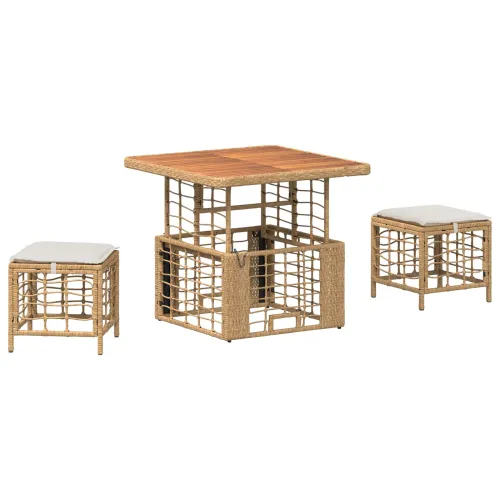 Vrtni set za objed 3 kom. Prirodna i Bijela - Prirodna 80 x 80 cm Cijena