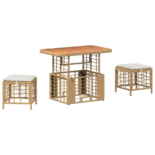 Vrtni set za objed 3 kom. Prirodna i Bijela - Prirodna 90 x 55 cm Cijena
