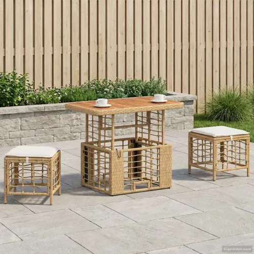 Vrtni set za objed 3 kom. Prirodna i Bijela - Prirodna 90 x 55 cm Cijena