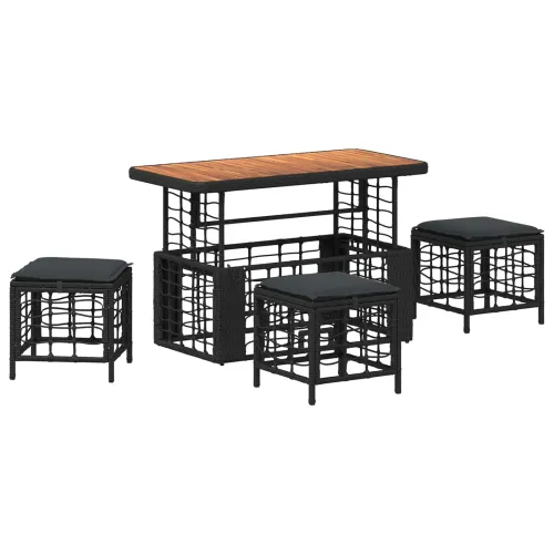 Vrtni set za objed 4 kom. Crna i Siva Poli Ratan i Drvo Akacije - Crna 110 x 55 cm Cijena