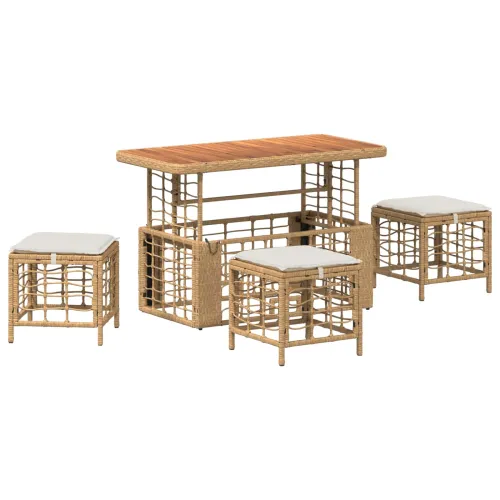 Vrtni set za objed 4 kom. Prirodna i Bijela - Prirodna 110 x 55 cm Cijena