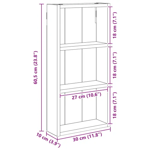 Kupaonski zidni ormarić Dimljeni Hrast 30 x 10 x 60,5 cm - Dimljeni hrast 30 x 10 x 60,5 cm Cijena