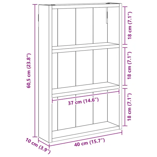Kupaonski zidni ormarić Dimljeni Hrast 40 x 10 x 60,5 cm - Dimljeni hrast 40 x 10 x 60,5 cm Cijena