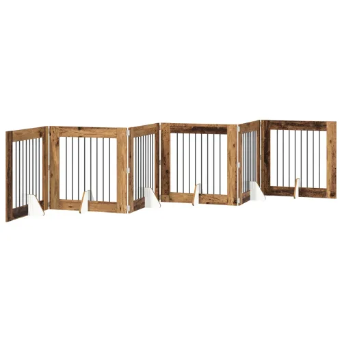 Preklopna vrata za pse s postoljem 6 kom. Staro drvo 482 cm - Staro drvo 80 x 80 cm 6 Cijena