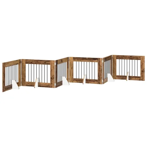 Preklopna vrata za pse s postoljem 6 kom. Staro drvo 482 cm - Staro drvo 80 x 60 cm 6 Cijena