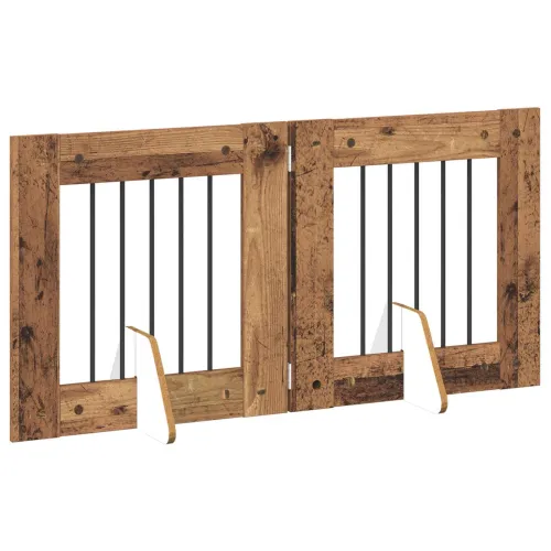 Preklopna vrata za pse s postoljem 2 kom. Staro drvo 120,5 cm - Staro drvo 60 x 60 cm 2 Cijena