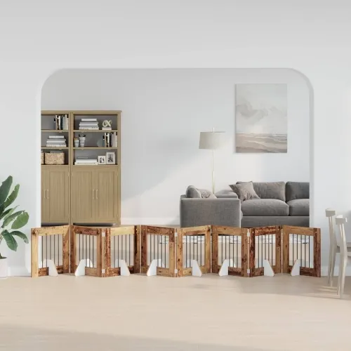 Preklopna vrata za pse s postoljem 8 kom. Staro drvo 60 cm - Staro drvo 60 x 60 cm 8 Cijena