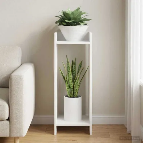 Stalak za biljke Bijela 30 x 30 x 80 cm Konstruirano drvo - Bijela 30 x 30 x 80 cm 1 Cijena