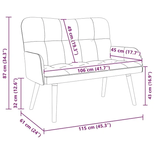Sofa za dvije osobe Svjetlosiva 115 x 61 x 87 cm Baršun - Svjetlosiva Cijena
