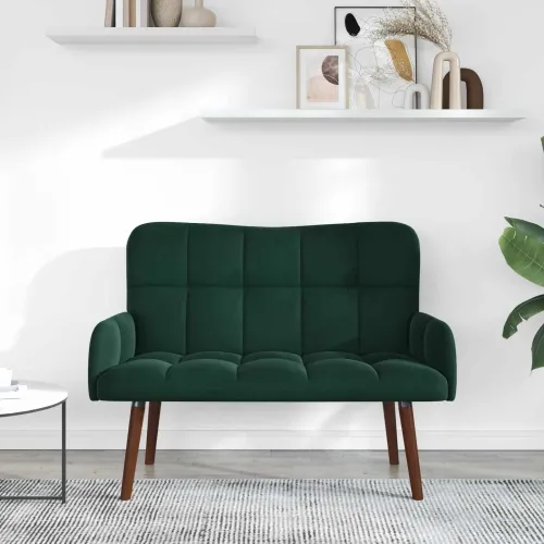 Sofa za dvije osobe Tamnozelena 115 x 61 x 87 cm Baršun - Tamnozelena Cijena