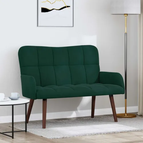 Sofa za dvije osobe Tamnozelena 115 x 61 x 87 cm Baršun - Tamnozelena Cijena