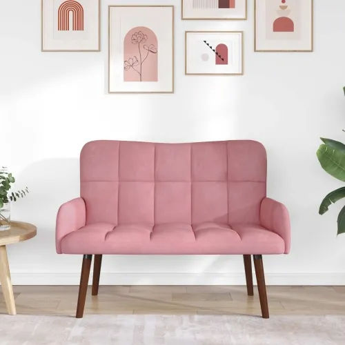 Sofa za dvije osobe Ružičasta 115 x 61 x 87 cm Baršun - Ružičasta Cijena