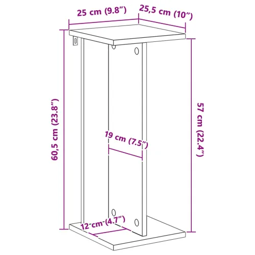 Stalak za biljke 2 kom. Hrast sonoma 25 x 25,5 x 60,5 cm - Hrast sonoma 25 x 25,5 x 60,5 cm 2 Cijena