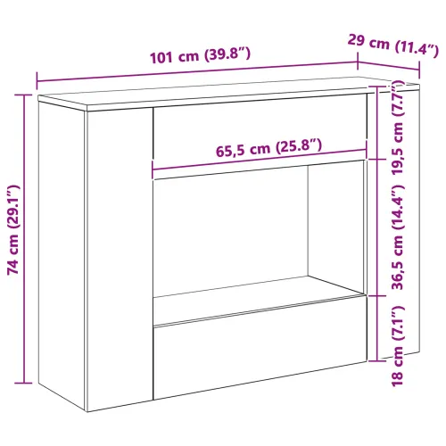 101 x 29 x 74 cm - Dimljeni hrast 102 x 29 x 74 cm Cijena