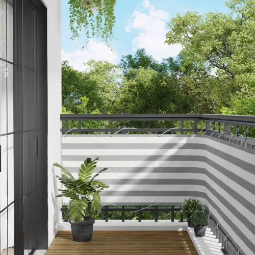 Zaštita od pogleda za balkon 75 x 300 cm PU prekriveni oksford alu Pravokutni - Svijetlosiva i bijela 75 x 300 cm Cijena