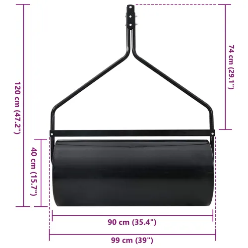 Valjak za travnjak u vrtu 120 x 99 cm 110 L Željezo - Crna 40 x 90 cm S ručkom Cijena