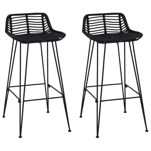 Barski stol 2 pcs Crna 44 x 46 x 91 cm Ratan i Čelik - Crna Cijena