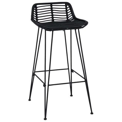 Barski stol 2 pcs Crna 44 x 46 x 91 cm Ratan i Čelik - Crna Cijena