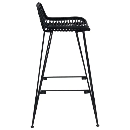 Barski stol 2 pcs Crna 44 x 46 x 91 cm Ratan i Čelik - Crna Cijena