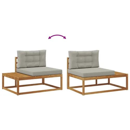 Set vanjskih sofa 6 kom. Prirodna i svijetlo siva - Prirodna i svjetlosiva Cijena