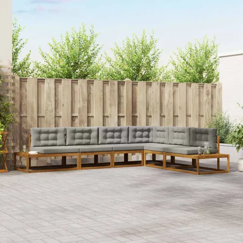 Set vanjskih sofa 6 kom. Prirodna i svijetlo siva - Prirodna i svjetlosiva Cijena