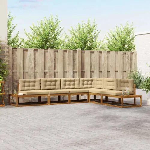 Set vanjskih sofa 6 kom. Prirodna i bež - Prirodno i bež Cijena