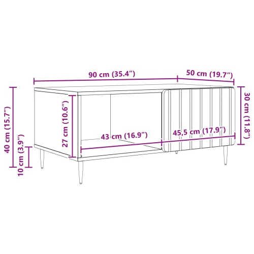 Stolić za kavu Dimljeni hrast 90 x 50 x 40 cm Konstruirano drvo - Dimljeni hrast Cijena