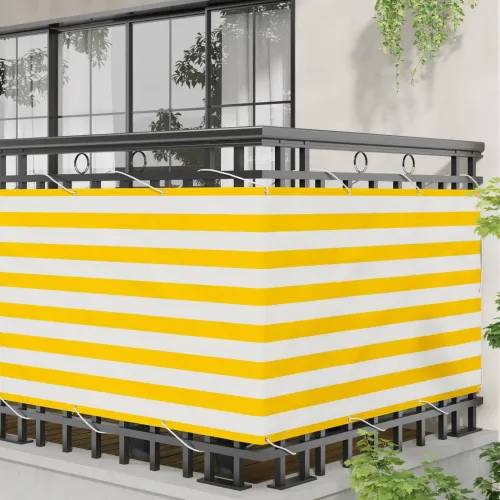 Zaštita od pogleda za balkon 100 x 300 cm Oxford tkanina Pravokutni - Žuta i bijela 100 x 300 cm Cijena