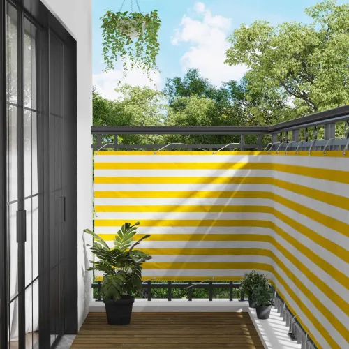 Zaštita od pogleda za balkon 110 x 700 cm Oxford tkanina Pravokutni - Žuta i bijela 110 x 700 cm Cijena
