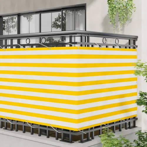 Zaštita od pogleda za balkon 110 x 700 cm Oxford tkanina Pravokutni - Žuta i bijela 110 x 700 cm Cijena