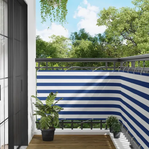 Zaštita od pogleda za balkon 100 x 600 cm Oxford tkanina Pravokutni - Plava i bijela 100 x 600 cm Cijena